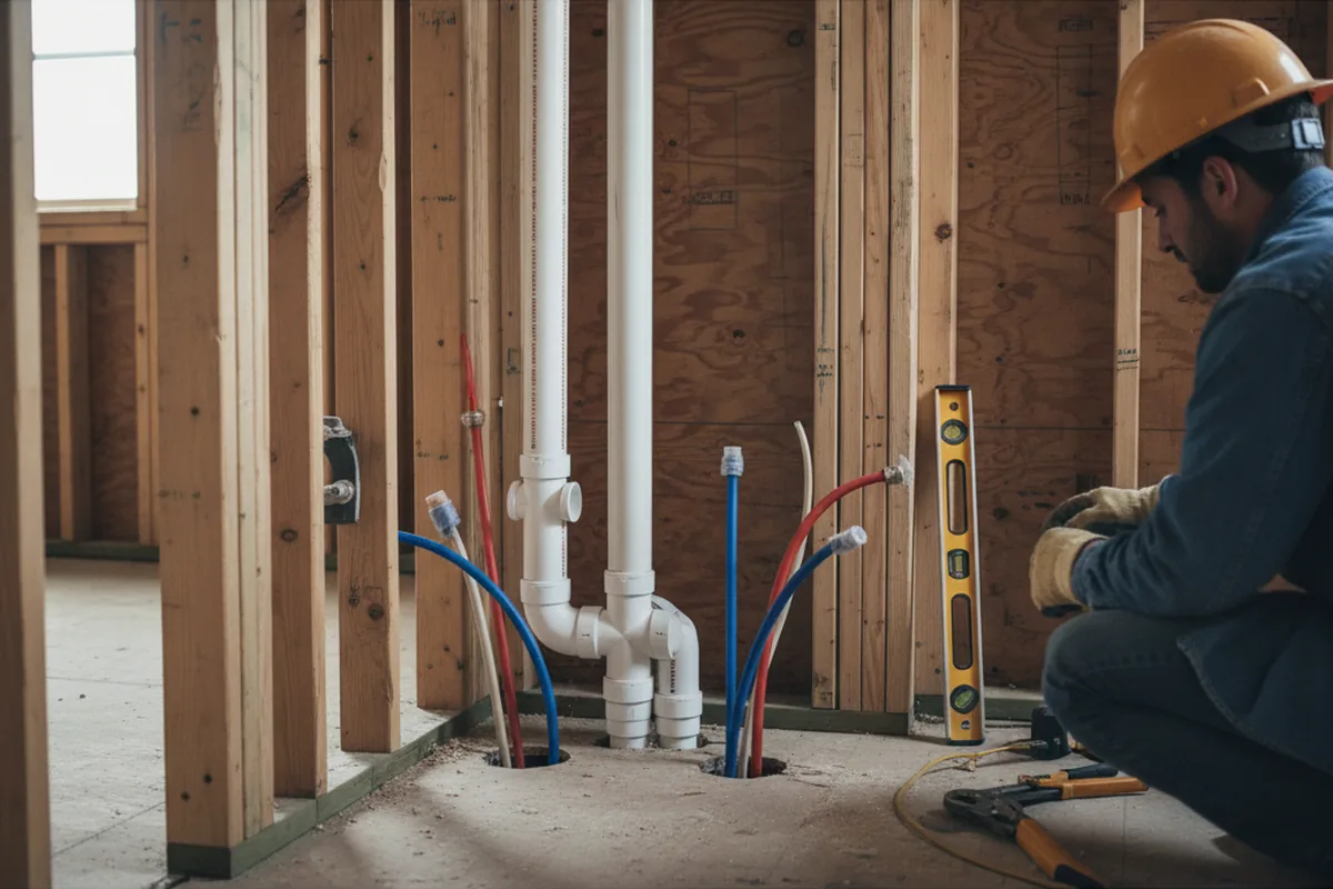 Drain and supply rough-in during Drain Cleaning in Speer