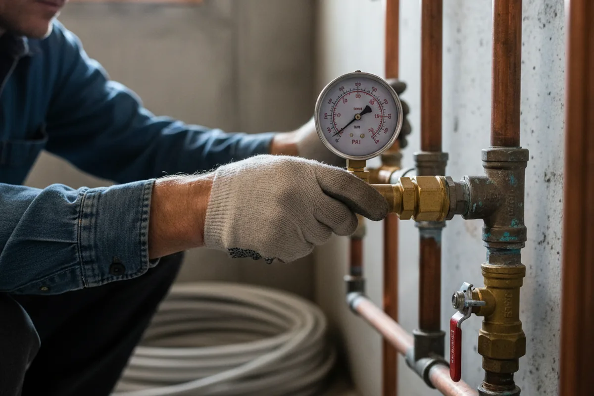 Pressure testing a repaired line during Water Line Repair in Speer